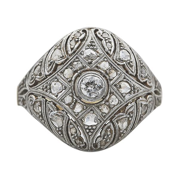 Art Deco Platinum and 18k Yellow Gold Diamond Ring (1 of 3)