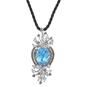 LeVian 14k White Gold Topaz Pendant Cord Necklace