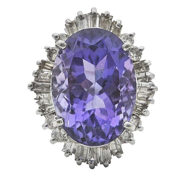 14k White Gold Amethyst and Diamond Ballerina Setting Ring (1 of 3)