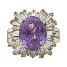 18k Yellow Gold Pink Sapphire and Diamond Ring with Removable Ballerina Setting Ring Jacket