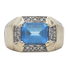 14k Yellow Gold Topaz and Diamond Ring