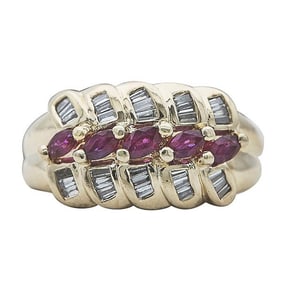 14k Yellow Gold Ruby and Diamond Ring