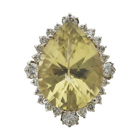 14k Yellow Gold Tourmaline and Diamond Cocktail Ring