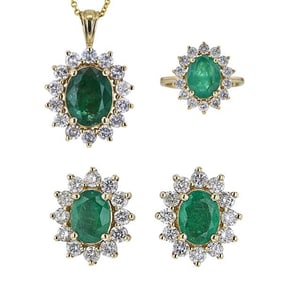 Effy 14k Yellow Gold Emerald and Diamond Suite