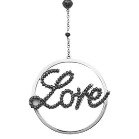 18k White Gold Black Diamond Love Pendant Necklace