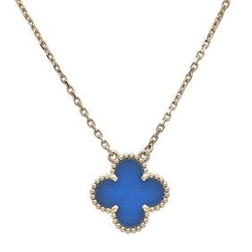 Van Cleef & Arpels Vintage Alhambra 18k Yellow Gold Agate Pendant Necklace