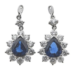 Pair of 18k White Gold Diamond and Sapphire Earring Jackets