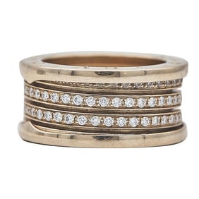 Bvlgari Bulgari B. Zero1 18k Yellow Gold Diamond Band Ring