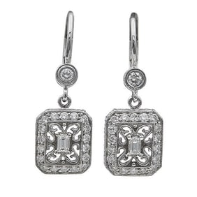 Pair of 18k White Gold Diamond Drop Earrings
