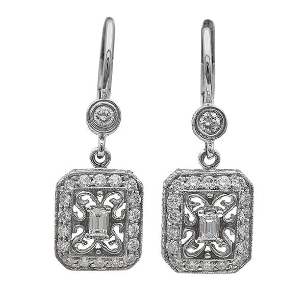 Pair of 18k White Gold Diamond Drop Earrings (1 of 3)