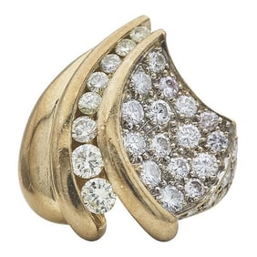 18k Yellow Gold Yellow Diamond and Diamond Band Ring