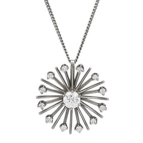 Jabel 18k White Gold Diamond Sunburst Pendant Necklace