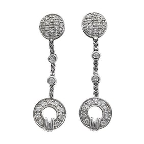 Pair of Di Modolo 18k White Gold Diamond Circle Drop Earrings
