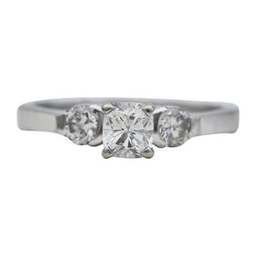 14k White Gold Diamond Three Stone Engagement Ring