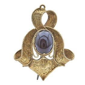 Antique 18k Yellow Gold Garnet Brooch and Pendant