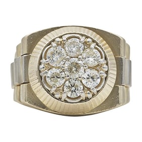 14k Yellow Gold Diamond Rolex Ring