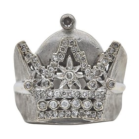 18k White Gold Diamond Crown Ring