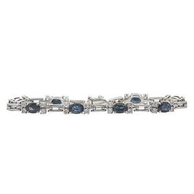 14k White Gold Sapphire and Simulants Tennis Bracelet