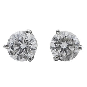 Pair of 14k White Gold Diamond Three Prong Earstuds