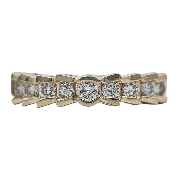 14k Yellow Gold 9 Stone Diamond Step Band Ring (1 of 3)