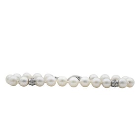 14k White Gold Akoya Pearl and Diamond Bracelet