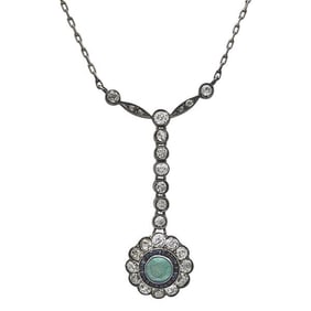 Antique 10k Gold Multi Gem-Set Pendant Necklace