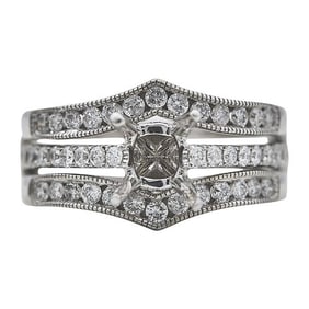 14k White Gold Diamond Engagement Ring Setting and Jacket
