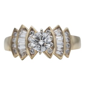 14k Yellow Gold Diamond Tiered Engagement Ring