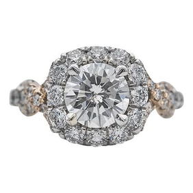 Gabriel & Co. 18k White and Rose Gold Diamond Halo Engagement Ring