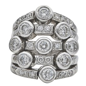 Sonia B. 18k White Gold Diamond Five Row Band Ring