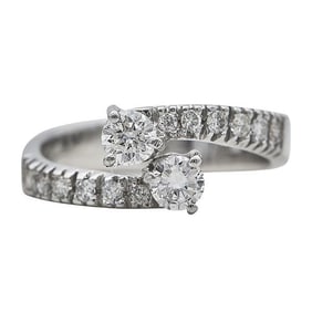14k White Gold Diamond Bypass Engagement Ring