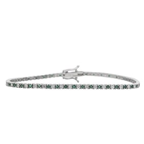 14k White Gold Emerald and Diamond Alternating Line Tennis Bracelet