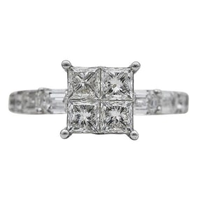 14k White Gold Princess-Cut Diamond Illusion Ring
