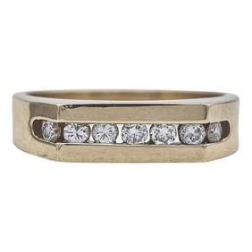 14k Yellow Gold Channel-Set Diamond Square Top Band Ring
