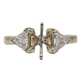 14k Yellow Gold Trillion-Cut Diamond Engagement Ring Setting