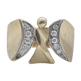 14k Yellow Gold Diamond Angel Ring