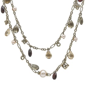 David Yurman 18k Yellow Gold Multi Gem-Set Chain Necklace