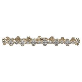 14k Yellow Gold Diamond Clover Bracelet