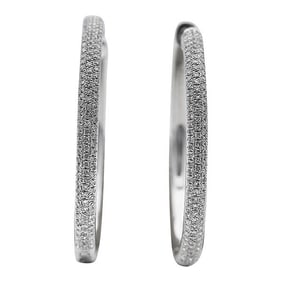 Pair of 18k White Gold Multi Row Pavé Diamond Hoop Earrings