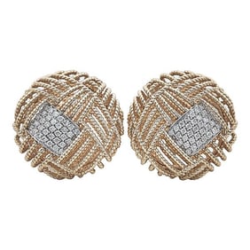 Pair of Roberto Coin 18k Yellow Gold Diamond Accent Knot Earrings