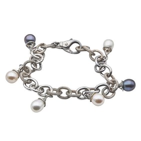 Sterling Silver Freshwater Pearl Charm Bracelet
