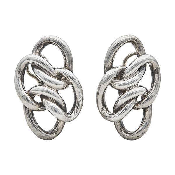 Pair of Sterling Silver and 18k White Gold Chunky Knot Earrings (1 of 4)