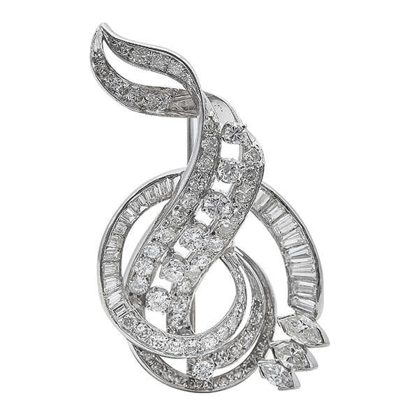 Midcentury Platinum Diamond Brooch (1 of 3)