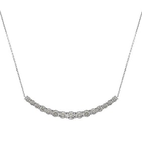 14k White Gold Diamond Crescent Pendant Necklace