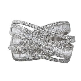 Effy 14k White Gold Diamond Crossover Band Ring