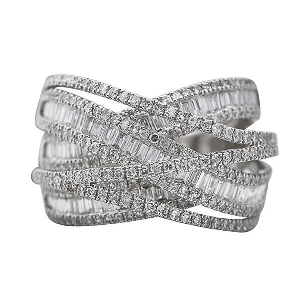 Effy 14k White Gold Diamond Crossover Band Ring (1 of 3)