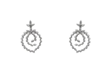Pair of 18k White Gold Diamond Garland Drop Earrings