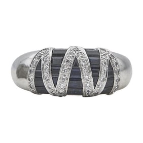 Levian 18k White Gold Sapphire and Diamond Accent Dome Ring