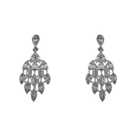 Pair of 14k White Gold Diamond Chandelier Drop Earrings