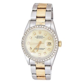 Rolex DateJust 36 14k Yellow Gold and Stainless Steel Diamond Watch Ref. 16013, circa 1978